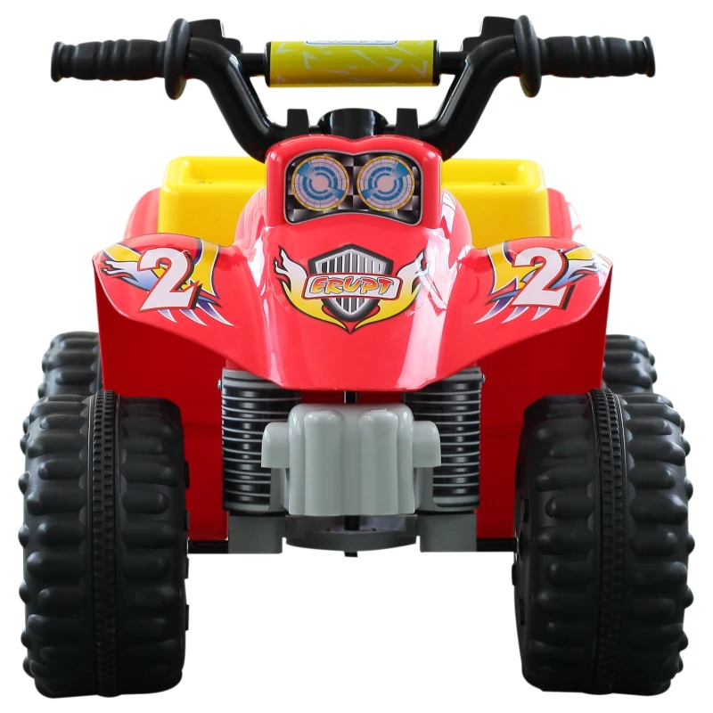HOMCOM Quadriciclo Bateria 6V Quadicilo Elétrico para Crianças de 18-36 Meses Velocidade 2,5km/h Carga Máx 20kg Sons Luzes e Carregador Incluido 66x43x43 Vermelho e Amarelo