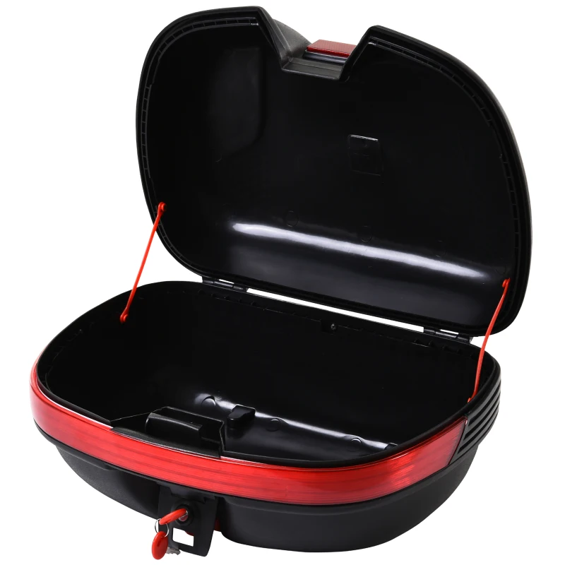 HOMCOM Mala para Motocicleta Mala para Mota Capacidade de 43L com Fechadura e 2 Chaves 55,5x41x27,5 cm Preto e Vermelho