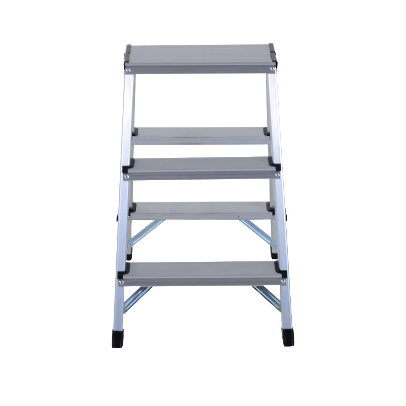HOMCOM Escada de Tesoura Alumínio Dobrável Escada Doméstica de Mão Ambos Lados 3 Degraus Carga 150kg