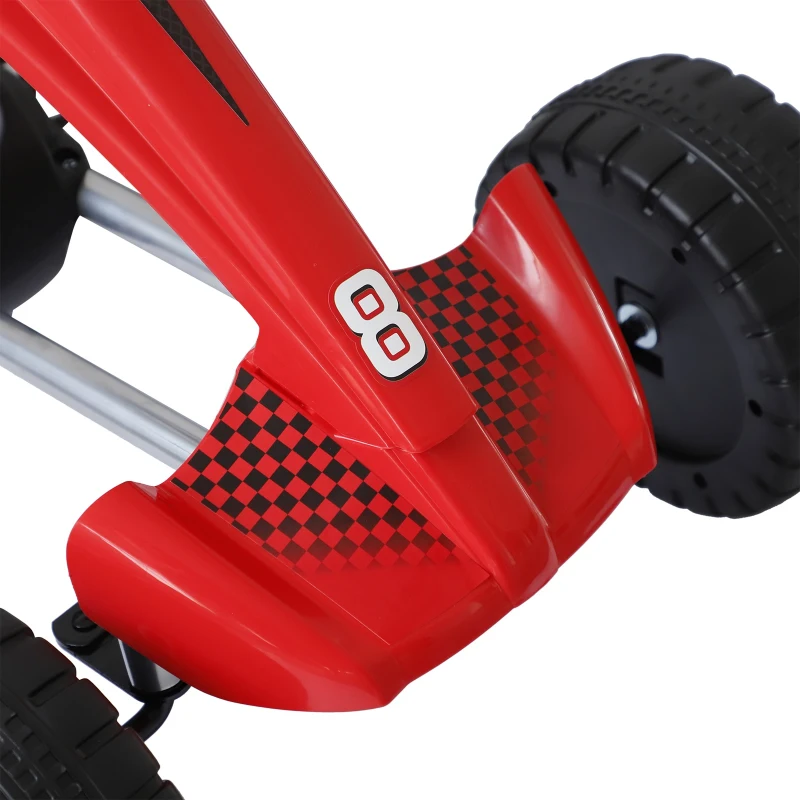 HOMCOM   Carro de pedal  Corrida de Kart   com Assento Ajustável para Crianças 3-8 Anos de Carga 30kg Brinquedo Ao Ar Livre 80x49x50 cm Aço