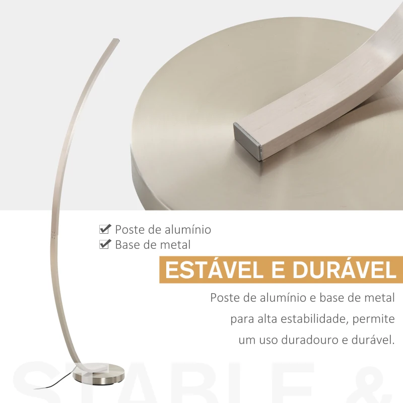 HOMCOM Luminária de piso com luz LED amarela Base de metal  Pedal interruptor Design elegante Potência máx. 18 W 50x23x149cm Prata