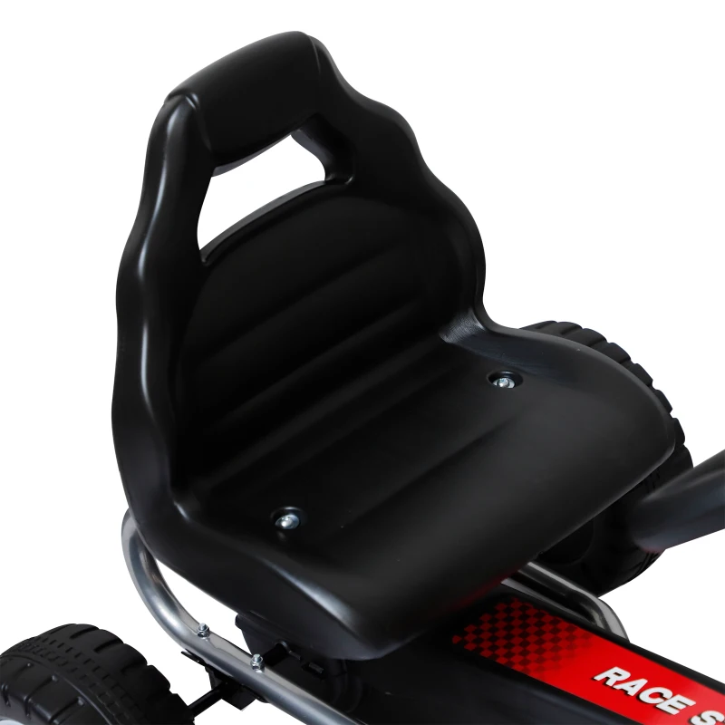 HOMCOM   Carro de pedal  Corrida de Kart   com Assento Ajustável para Crianças 3-8 Anos de Carga 30kg Brinquedo Ao Ar Livre 80x49x50 cm Aço