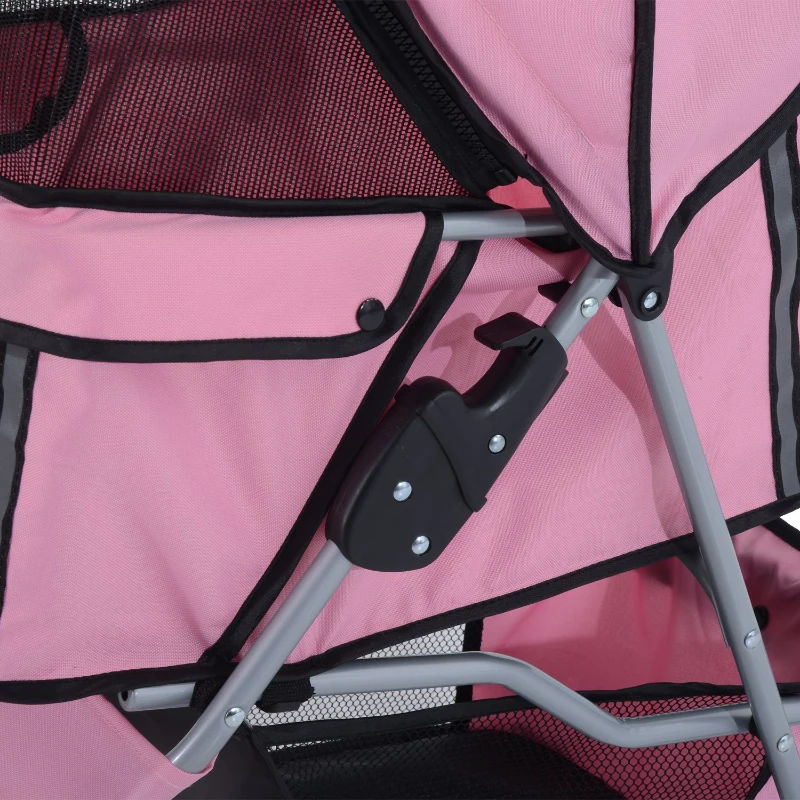 Carrinho Dobrável Animal de estimação 75 x 45 x 97 cm Cão Gato Carrinho Roda Ângulo de rotação 360º cor-de-rosa