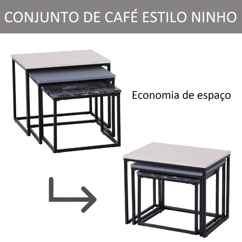 HOMCOM Conjunto de 3 mesas de café Moderna mesa de café auxiliar mesas de café para sala de estar