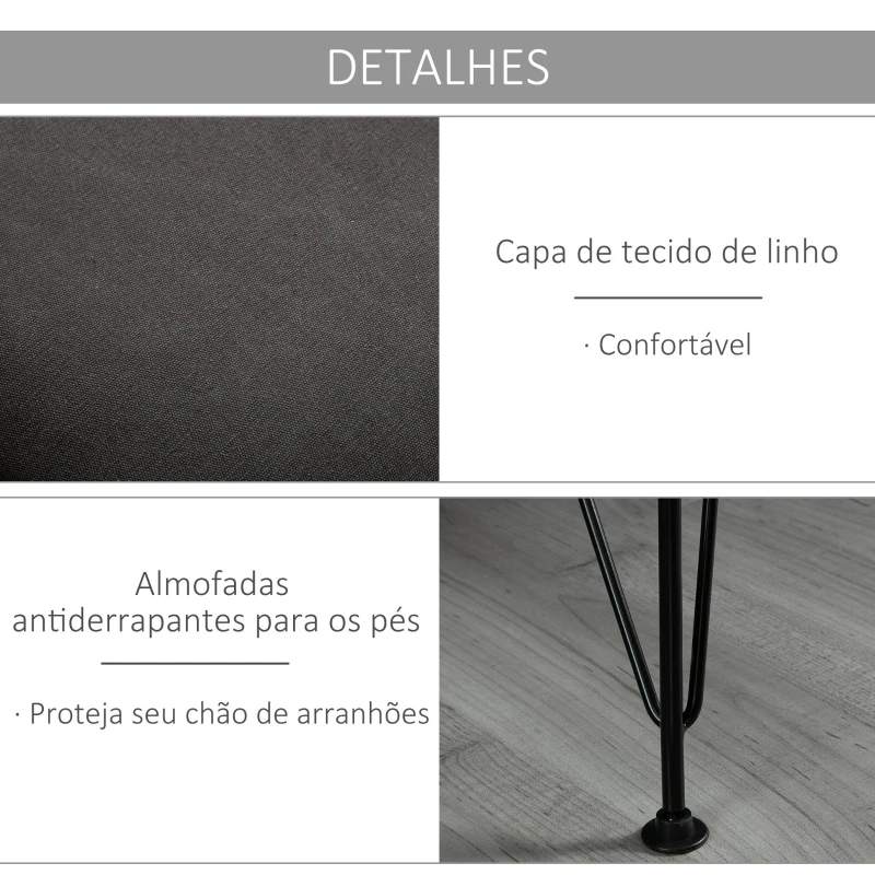 HOMCOM Banco de cama otomano Banqueta Sofá acolchoado com pernas de metal em grampo 106x35x45 cm cinza