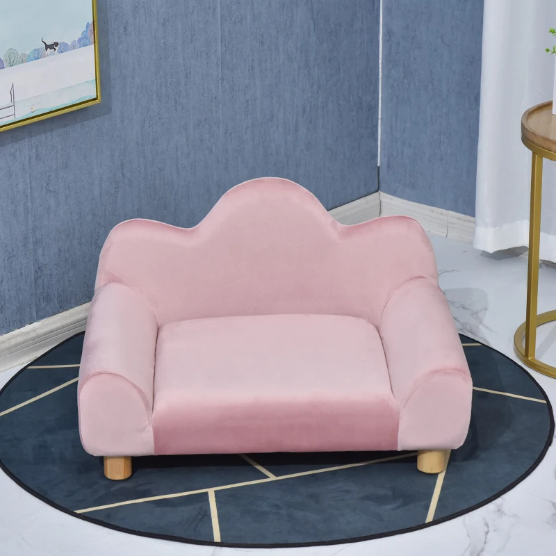 PawHut Sofá para Animais de estimação Pequenos Encosto em forma de ondas 63x43x40 cm Rosa