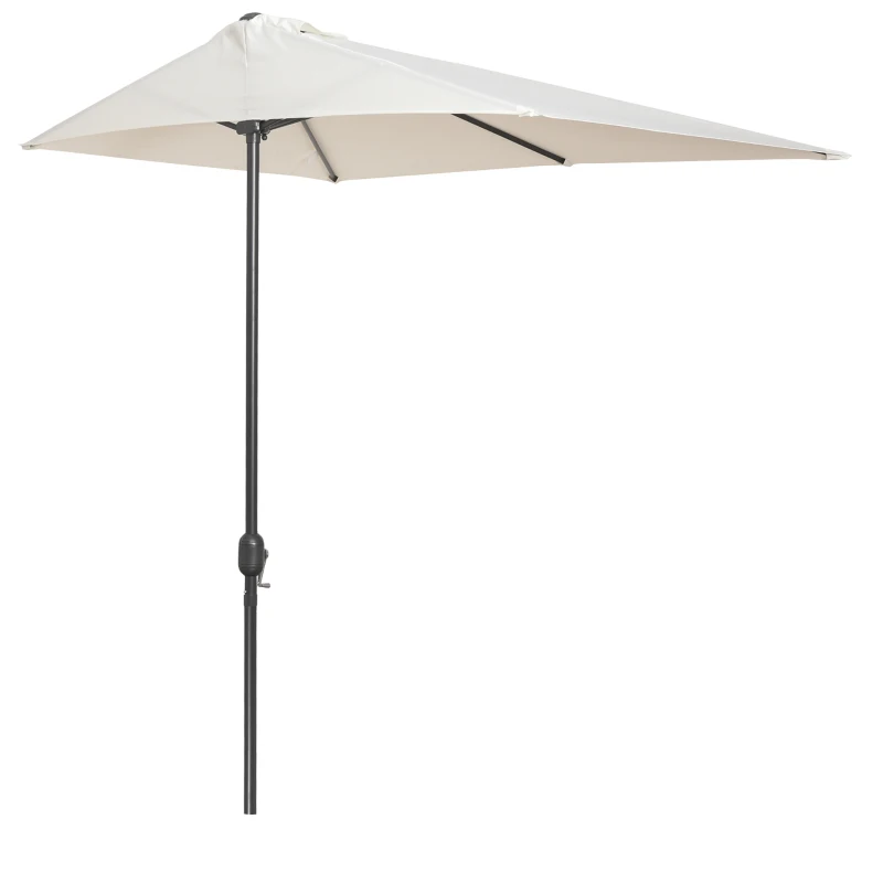 Outsunny Meia chapéu de sol 230x130x245 cm chapéu de sol para Parede Jardim com Manivela e Vara Metálica Ø38 mm Terraço Varanda Creme