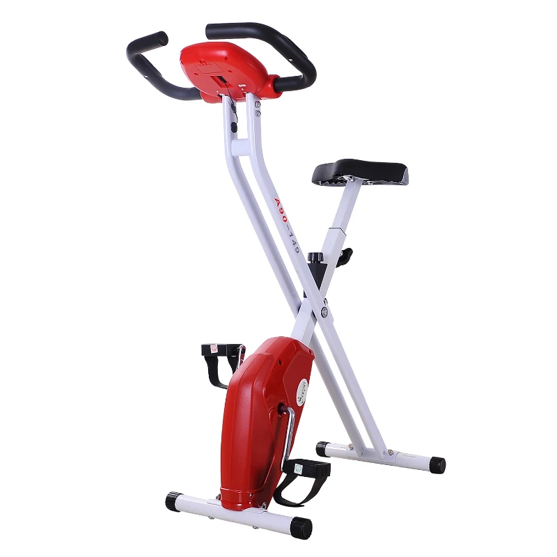HomCom® Bicicleta dobrável Fitness Assento Ajustável Resistência ajustável Carga 110kg 83x43x110cm Aço branco