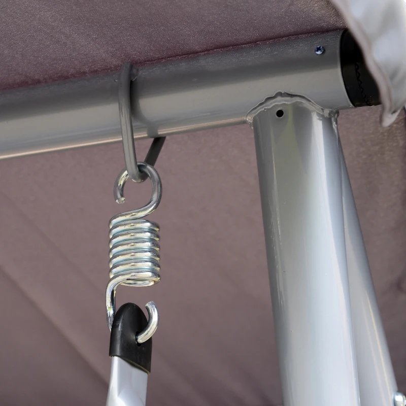 Outsunny Banco Baloiço Jardim 3 Lugares Convertível em Cama com Teto Ajustável e Bandeja para Bebidas 200x120x164 cm Cinza