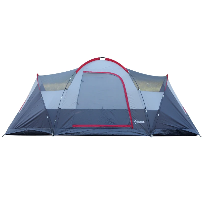Outsunny Tenda de Campismo para 4-5 Pessoas Impermeável 3000mm+ Anti UV com Bolsa de Transporte e Gancho para Luz 455x230x180cm Cinza