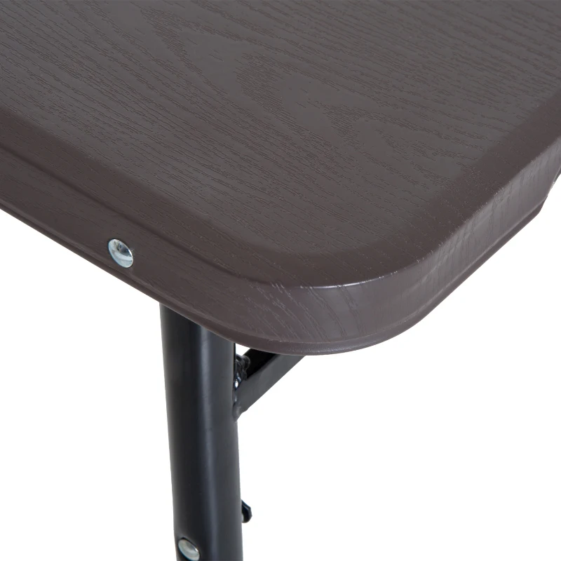 Outsunny Mesa dobrável ajustável Altura regulável 122x61x53 / 71,5 cm Marrom e preto
