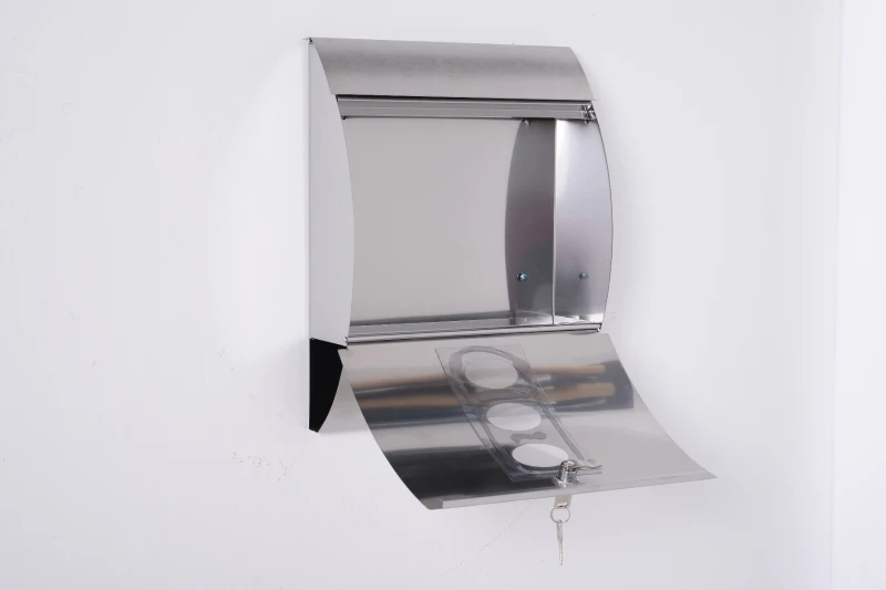 HomCom Caixa de Correio para Casa exterior Cartas e jornais - Cor Prateada- Aço inoxidável - 31x11,5x40,5cm