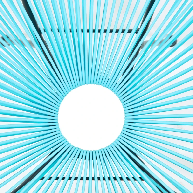 Outsunny Conjunto de 2 Cadeiras de Jardim Acapulco de Vime Forma Oval com Encosto Alto para Interior Exterior 73x77x87 cm Turquesa