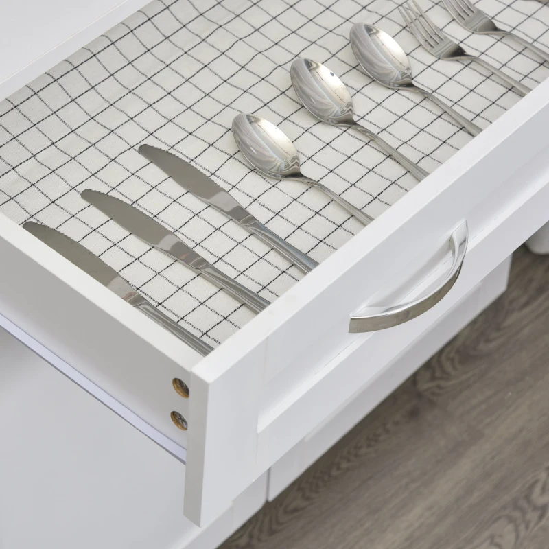 HOMCOM Armário de cozinha com prateleiras internas ajustáveis ​​e gaveta 80x48x170 cm Branco