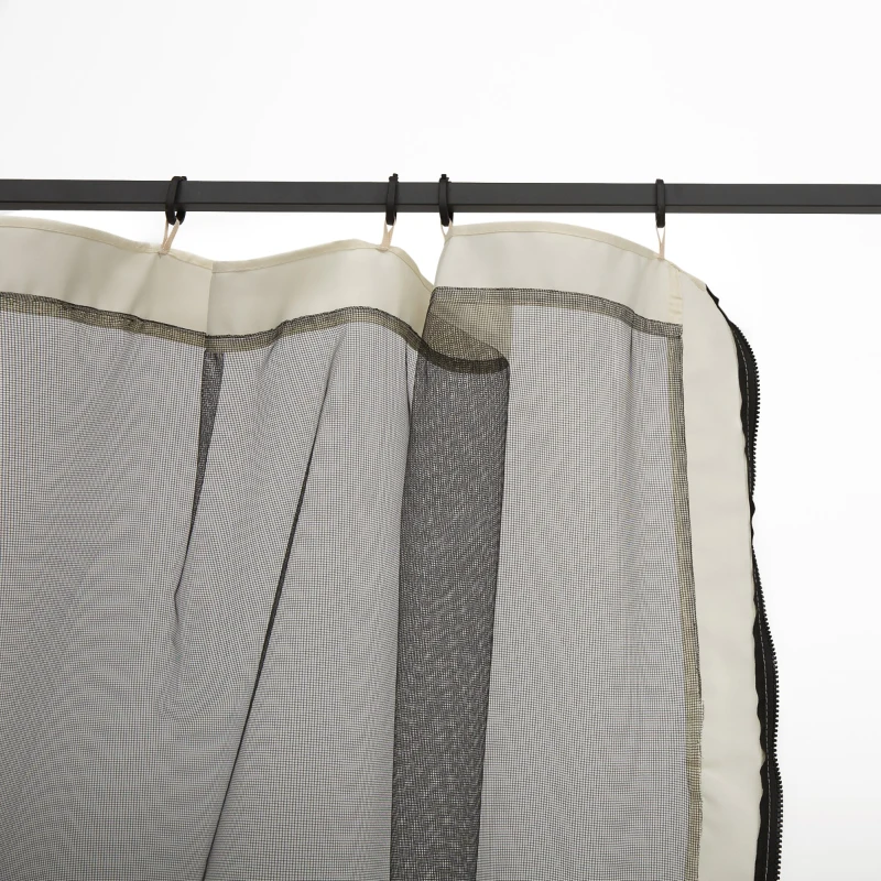 Outsunny 4 Painéis Laterais 352x207 cm para pérgola de Jardim  Mosquiteira com Zíperes e Anéis Preto