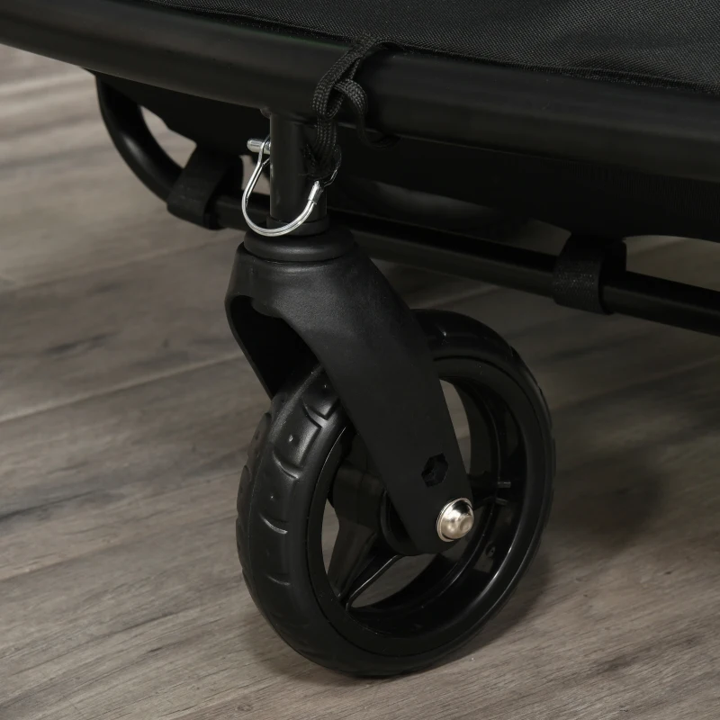 HOMCOM Reboque de Bicicleta para Crianças acima de 18 Meses 2 em 1 Carrinho de Passeio de 2 Lugares com Guidão de Altura Ajustável Barra Bandeira e Refletores 160x83x96cm Verde e Preto