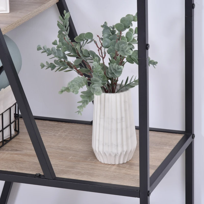 HOMCOM Estante Assimétrica com 9 Estantes Trapezoidais de Estilo Moderno Estante Multiuso 80x33x180 cm Madeira e Preto