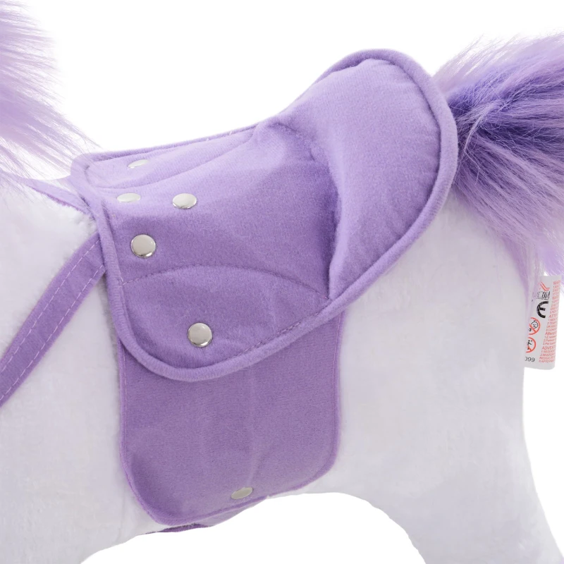 HOMCOM  Cavalo Pônei Mecânico para Montar Balancim com Rodas Brinquedo de Pelúcia Cavalo com Sons 55x23x60cm