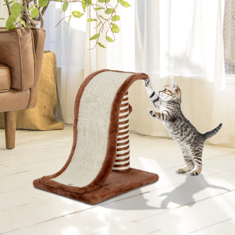 PawHut Árvore Arranhador para Gatos  Cor Castanho Claro e Creme – 35x 30x 39cm