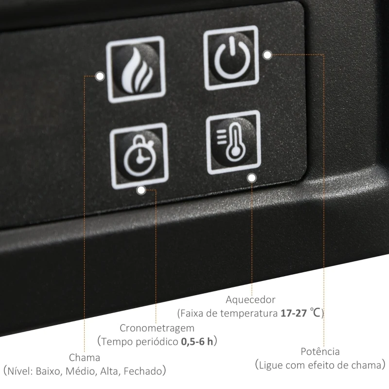 HOMCOM Lareira de parede elétrica Potência 1800W Efeito de chama de LED com controle remoto Temporizador e termostato 79x27x62,4 cm branco