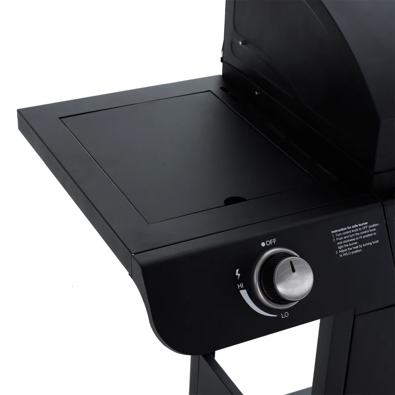 Outsunny Churrasqueira a Gás com 5 Queimadores de Aço Inox. Fogão e Grelha com Tampa e Rodas 125x51x100 cm Preto