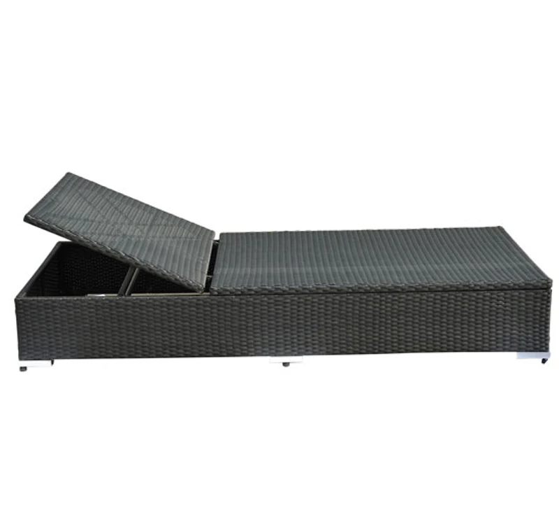 Outsunny Espreguiçadeira de vime preto creme Alumínio 1 espreguiçadeira Jardim + 1 Almofada 195x89x31 cm