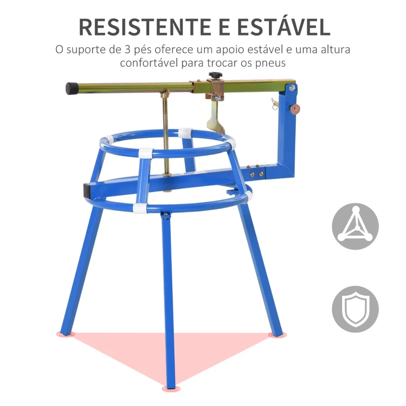 DURHAND Trocador de Pneus de 16-24”com Alavanca Ajustável Ferramenta Portátil de Aço para Montagem e Desmontagem de Rodas de Motocicleta 75x64x78cm Azul