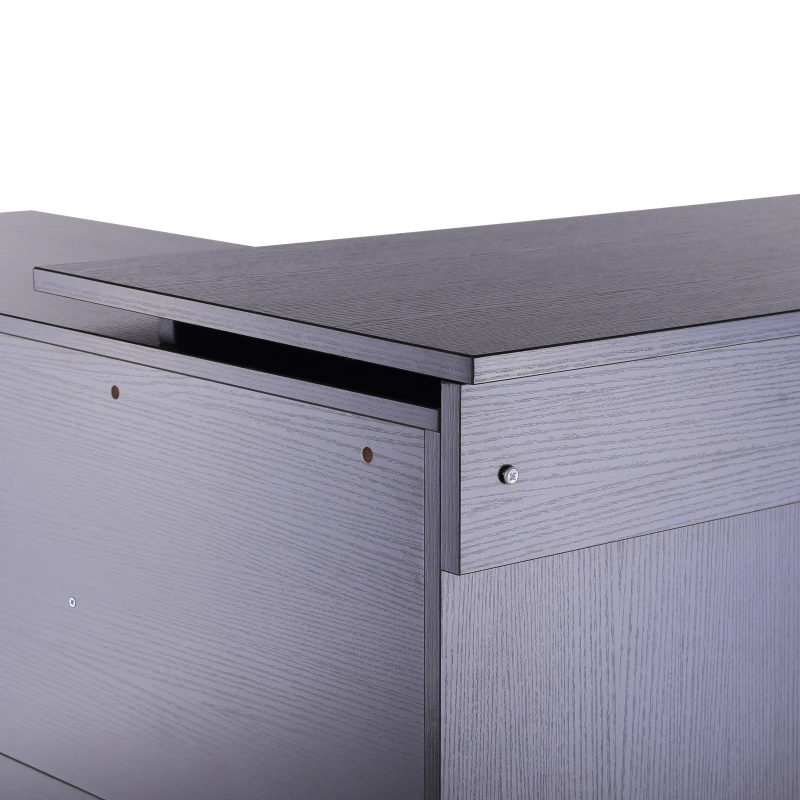 HomCom Escritório Mesa de Computador Mesa Esquina Oficina 2 Formas com 4 Estantes 1 Gaveta 1 Porta Mesa de Escritório Escola Estudo Madeira