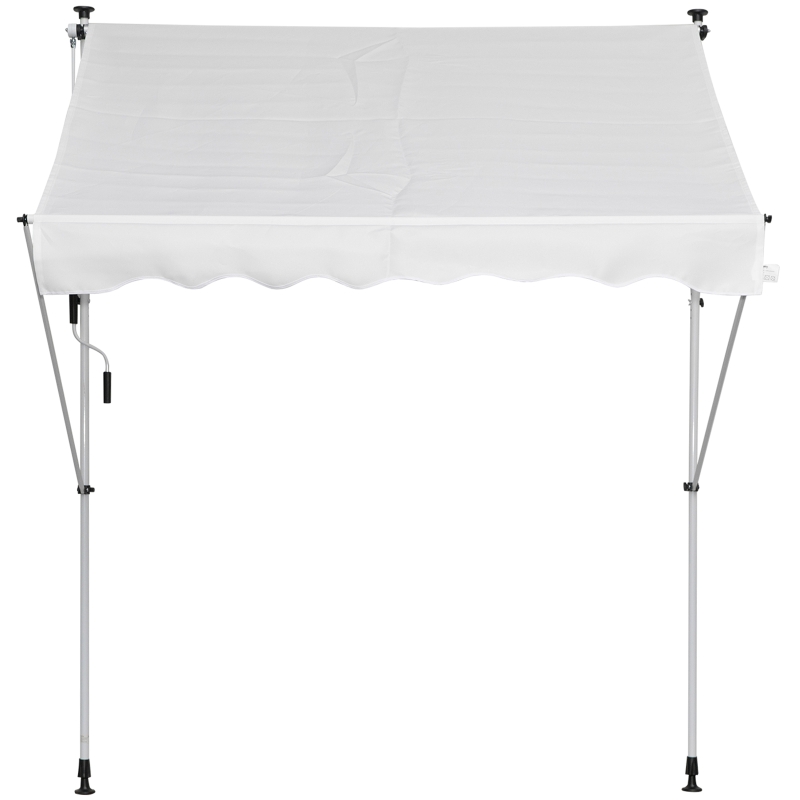 Outsunny Toldo Manual Retrátil 2x1,5m Toldo Portátil Dobrável de Alumínio com Manivela Altura Ajustável para Jardim Terraço Exterior Branco