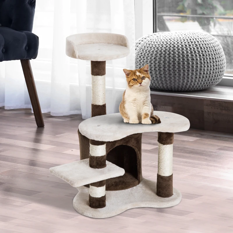 PawHut Árvore para gatos com Plataformas coberto de pelucia Sisal 48,5x48x69 cm