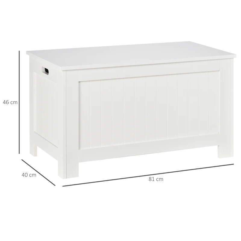 HOMCOM Baú de Armazenamento de Madeira Baú de Arrumação com Dobradiça de Segurança Carga Máxima 20 kg 81x40x46 cm Branco