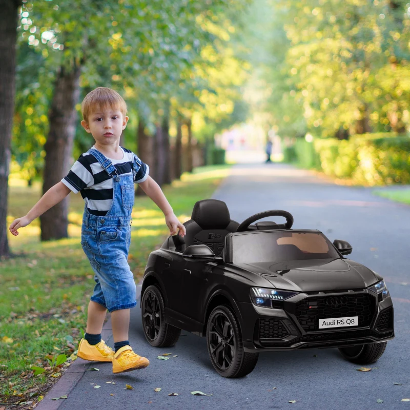 HOMCOM Carro Elétrico Infantil para Crianças de 3-5 Anos Licença Audi RS Q8 com Bateria 6V Controle a Distância Música MP3 Buzina e Luzes Velocidade Máx. 3km/h 101x62x51cm Preto
