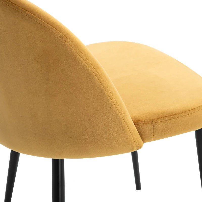 HOMCOM Conjunto de 2 Cadeiras de Sala de Jantar com Asento e Encosto Acolchoados Estofadas em Veludo 49x50x77 cm Caramelo