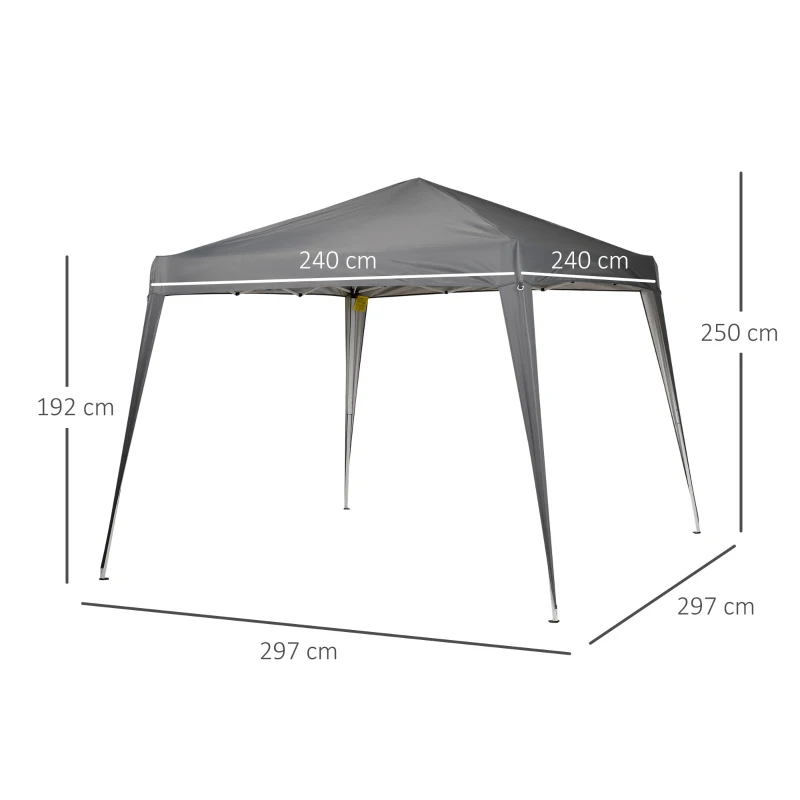 Outsunny Tenda Dobrável Tenda com Desenho Pop Up para Jardim Campismo Festas Eventos Aço e Oxford 2.4x2.4 m Cinza