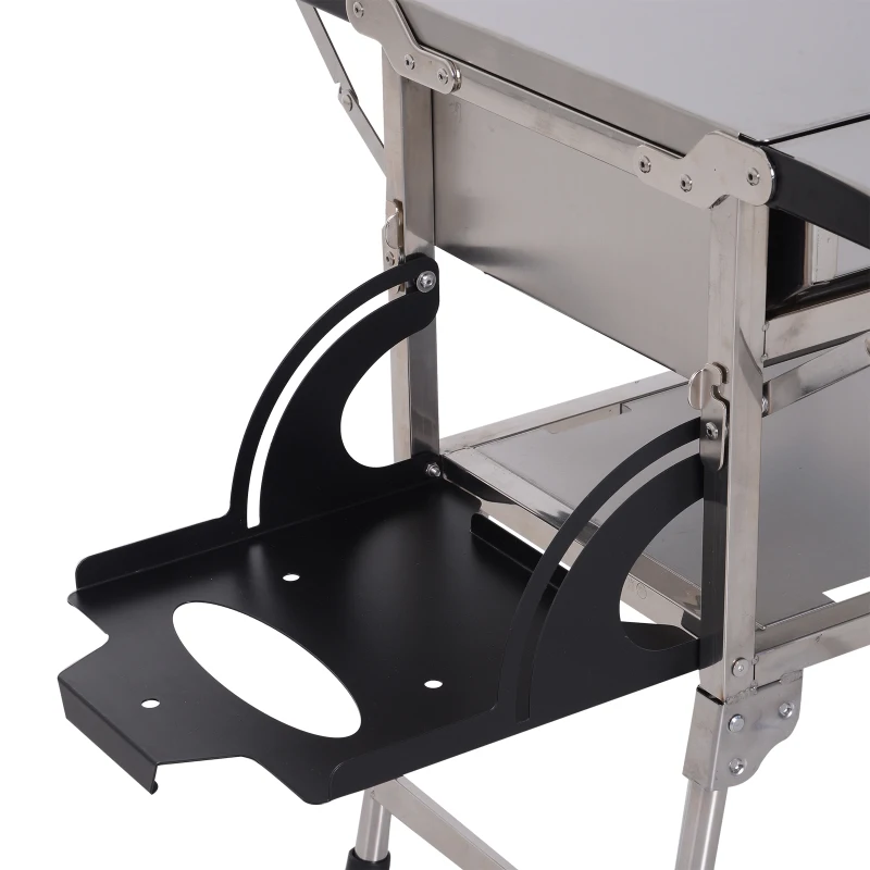 Outsunny 3 em 1 Cozinha Multifuncional Ao Ar Livre Portátil Churrasco Carvão A Gás Queimador Conversível Mesa Dobrável Churrascos Piqueniques  MÚLTIPLOS USOS