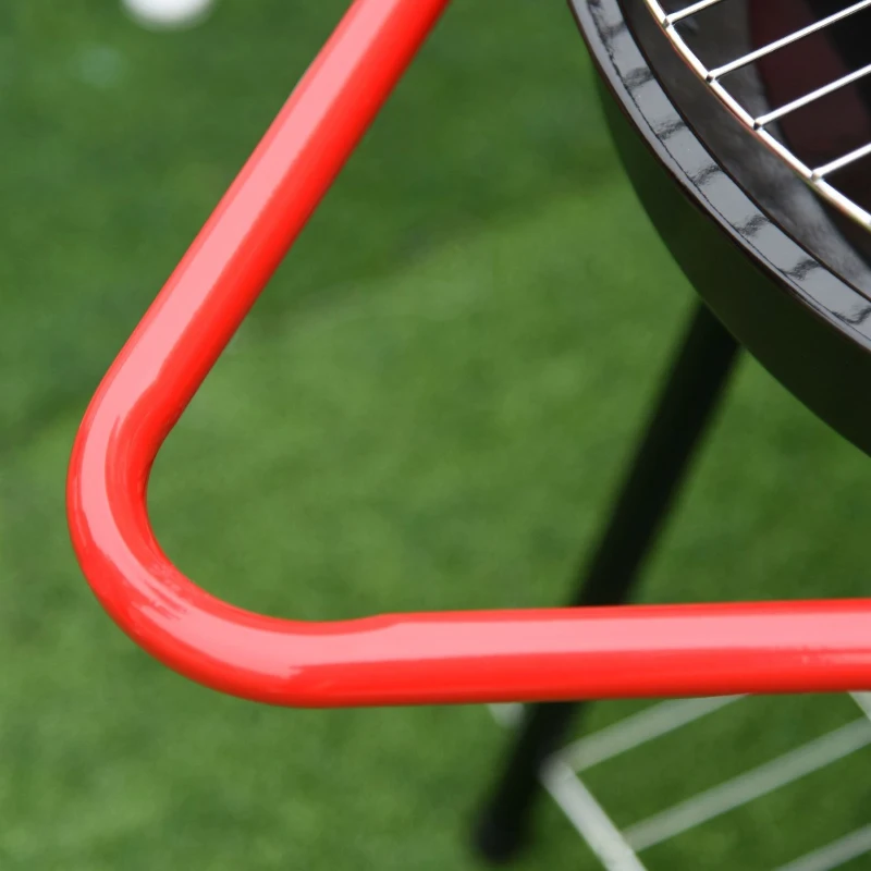 Outsunny Barbecue a Carvão com Rodas Grelha com Altura Ajustável e Prateleira de Armazenamento 51x70x75,5 cm Preto e Vermelho