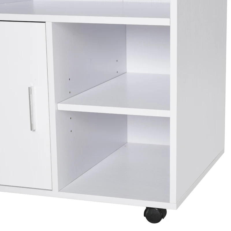 HOMCOM Armário de Escritório para Impressora Multifuncional com Prateleiras e Amplo Espaço de Armazenamento 60x50x65,5 cm Branco
