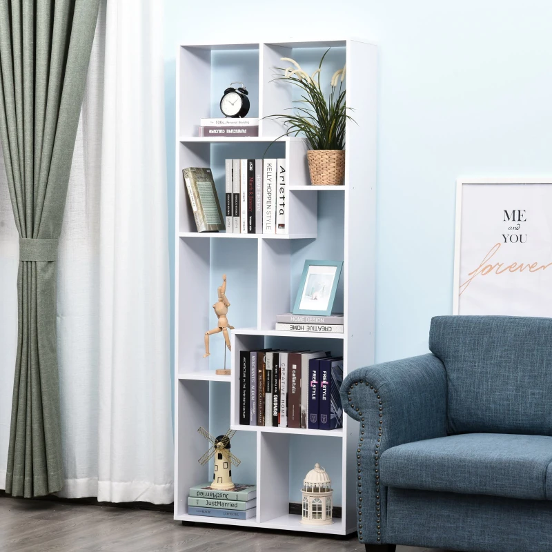 HOMCOM Estante Vertical Multifuncional com 8 Prateleiras Largas 70x24x178cm Branco