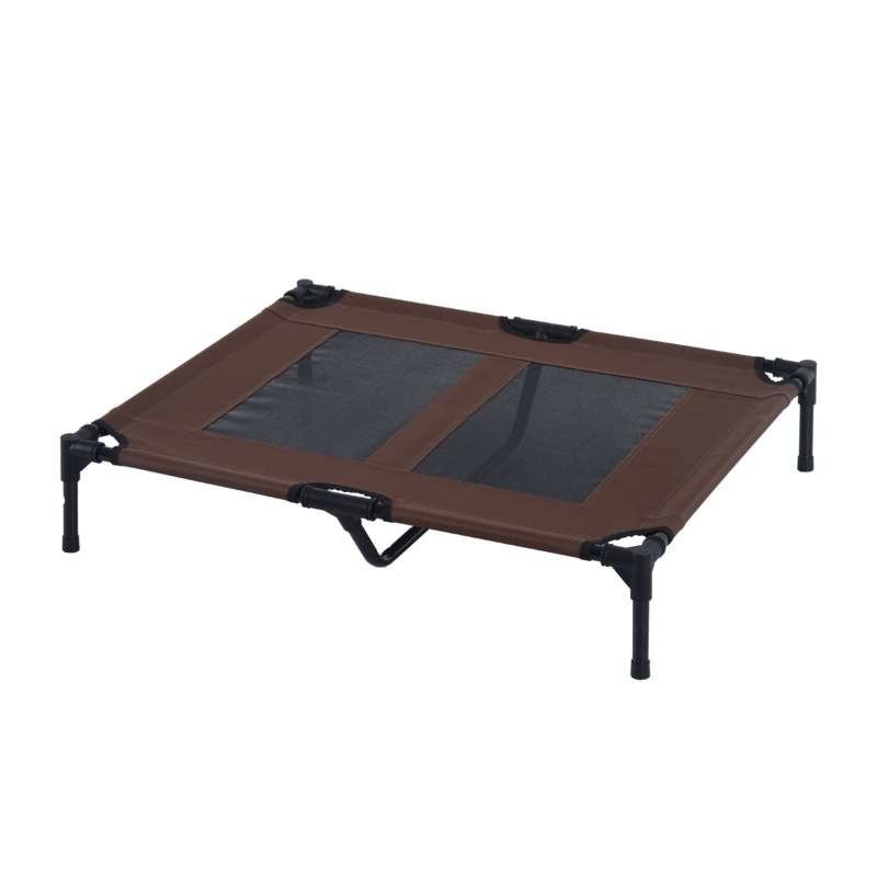 PawHut Cama Elevada para Cães Cama de Animais de Estimação com Malha Transpirável e Tecido Oxford para Exterior Interior Ar Livre Jardim Terraço 92x76x18cm Marrom