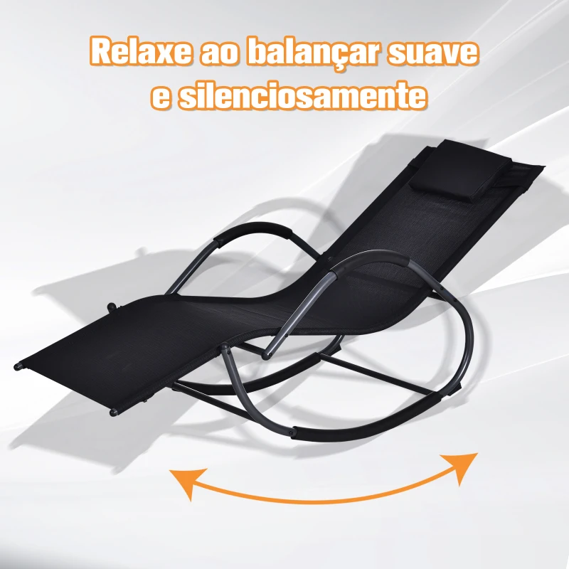 Outsunny Espreguiçadeira Baloiço de Jardim com Apoio para os Braços Almofada para a Cabeça Removível 160x61x79cm Preto