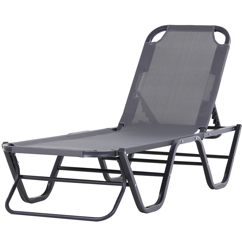 Outsunny Espreguiçadeira de Jardim com Encosto Ajustável de 5 posições em Alumínio e Textilene para Pátio Exterior Terraço 163x58,5x91 cm Cinza