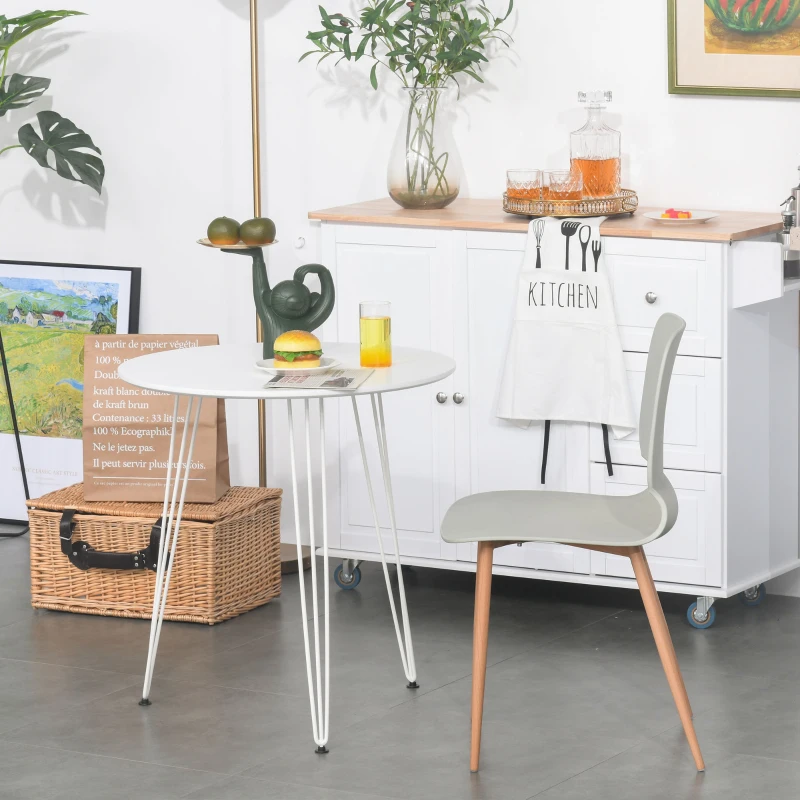 HOMCOM Mesa de Sala de Jantar Redonda com Pés em Forma de Garfo Metálicos Estilo Moderno para Cozinha Sala de Estar Cafeteria Ø70x75cm Branco