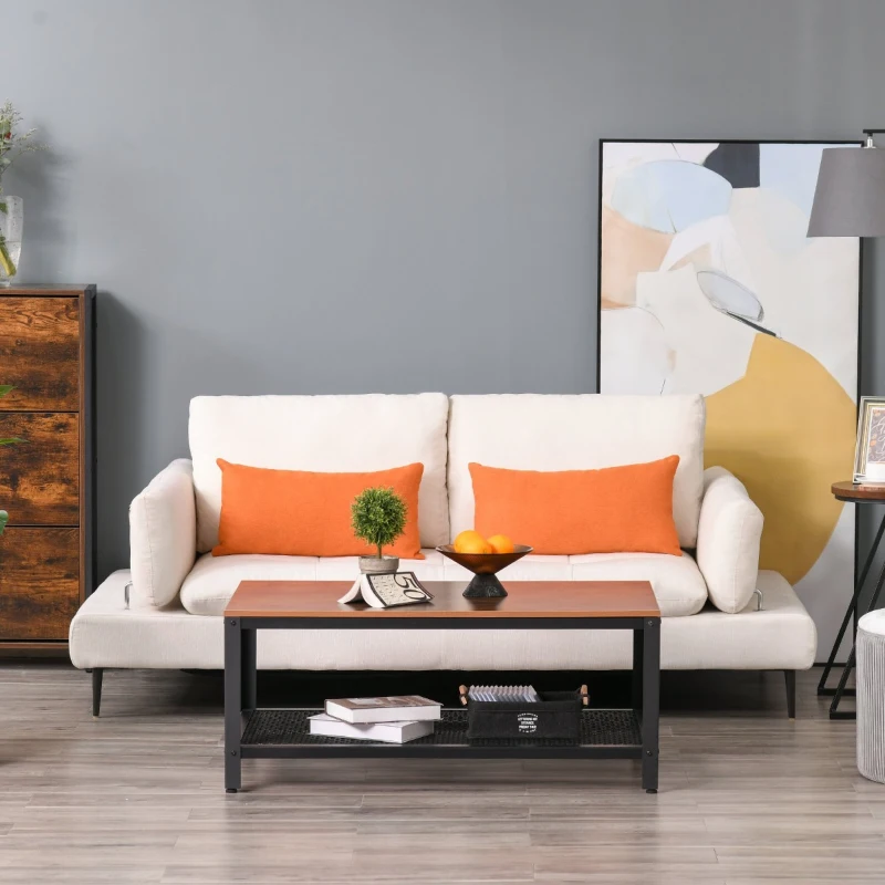 HOMCOM Sofá de 2 lugares conversível em cama de solteiro com encosto ajustável e apoios de braços dobráveis ​​2 almofadas lombares acolchoadas Pernas de metal 213x112x83 cm bege