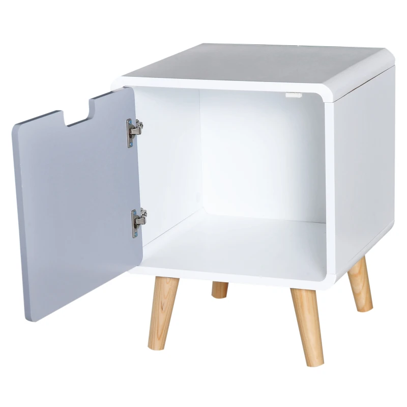 HOMCOM Mesa-de-cabeceira de Madeira com 1 Gaveta Cómoda Mesa Móvel Quarto Armário Muita Arrumação 40x38x50 cm Branco