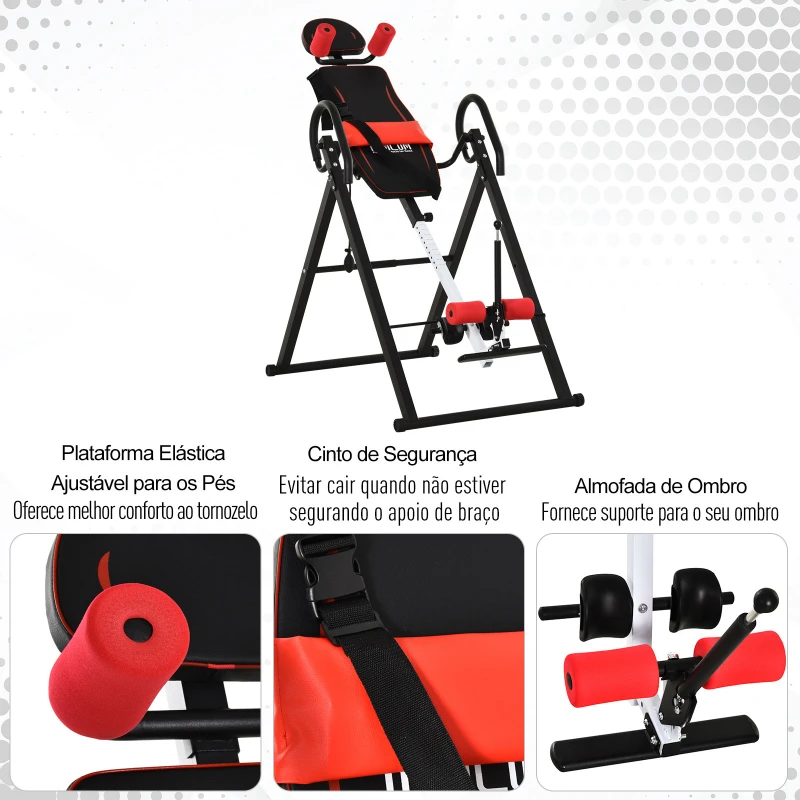 HOMCOM Mesa de Inversão Dobrável com Cintura Acolchoada e Cinto de Segurança Carga Máxima 150 kg