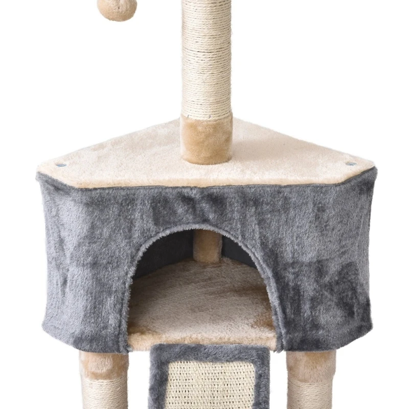 PawHut Árvore Raspador para Gatos Caverna Brinquedo Suspenso e Rampa 40x40x98 cm