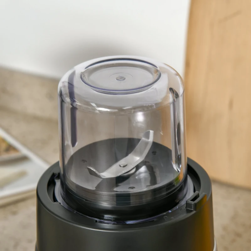 HOMCOM Liquidificadora de 1000W Jarro de Cristal de 1,5L com 4 Programas 5 Velocidades Ajustáveis Lâmina de 6 Folhas Aço Inoxidável e Garrafa Portátil 22,4x19x43cm Preto