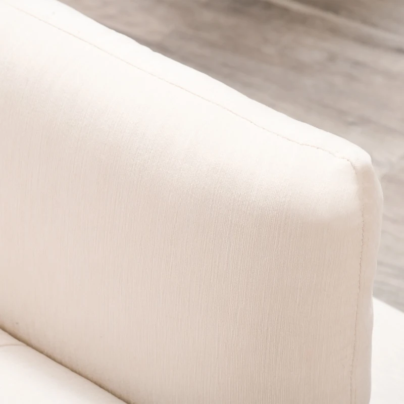 HOMCOM Sofá de 2 lugares conversível em cama de solteiro com encosto ajustável e apoios de braços dobráveis ​​2 almofadas lombares acolchoadas Pernas de metal 213x112x83 cm bege