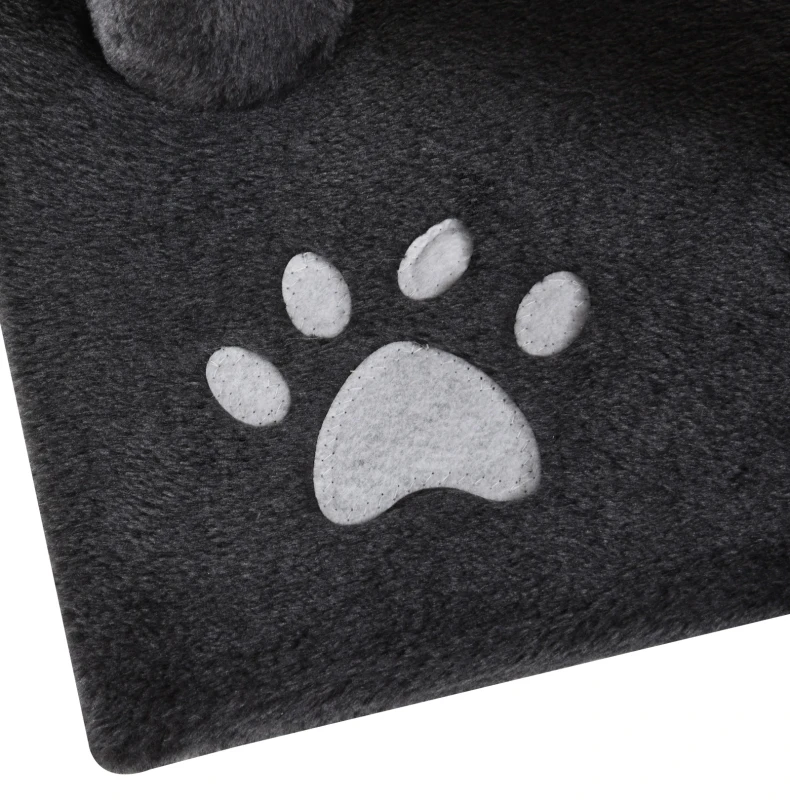 PawHut Árvore arranhador para Gatos com Altura Ajustável Plataformas Múltiplas Caverna Cestas e Escadas em Sisal Natural e Pelúcia 60x45x240-260 cm Cinza Escuro