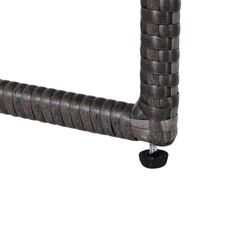 Outsunny Conjunto de 2 espreguiçadeiras de jardim com almofadas acolchoadas de vime com mesa lateral para piscina ou terraço Carga 160kg 195x60x86 cm de vime Armação de aço Cinza
